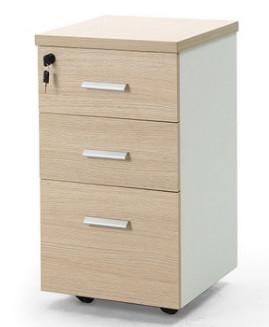 China Office Furniture Wooden Panel Pedestal Credenza Movable Three Drawer Cabinet With Lock for sale