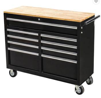 China Metal Hand Tools Cabinet Wooden Workbench 9 Drawers Tool Trolley Cart for sale