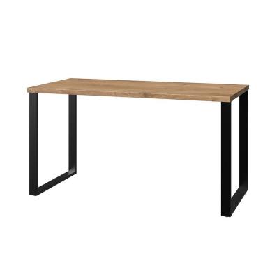 China Modern Home Furniture Wooden Office Table Desk With Black Metal Frame Computer Table for sale