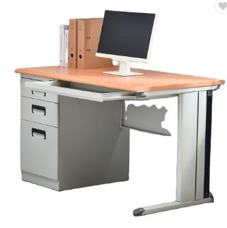 China School office furniture steel metal wooden MDF 25mm tabletop computer sturdy desk with drawer cabinet for sale