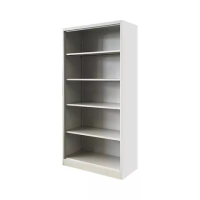 China 0.6mm Library Book Shelf Bookstore White Bookcase Movable Steel Book Shelf for sale