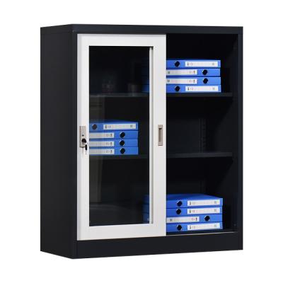 China Low Height Half Sliding Glass Door Office Cupboard With File Storage for sale
