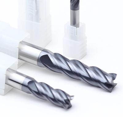 China Flat Tungsten Solid Carbide End Mill 65mm Length Titanium Nitride (TiN) Coated for sale