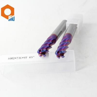 China 10R2*75L Hardened Steel 4 Flute Milling Cutter HRC65 Flat End Mill Bits for sale