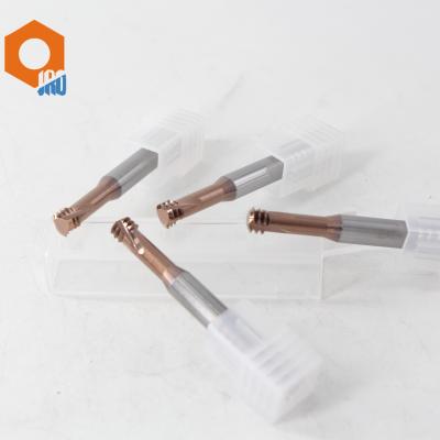 China M8 Three Teeth Thread End Milling Cutter HRC65 Tungsten Carbide Milling Bits for sale
