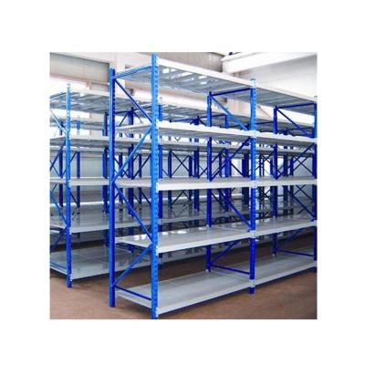 China Prateleiras de armazenamento laminadas com estrutura de aço 4 prateleiras para armazéns Rack de metal para serviço médio à venda