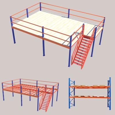 China Stackable Warehouse Storage Shelves Steel Mezzanine Floor Pallet Rack for sale