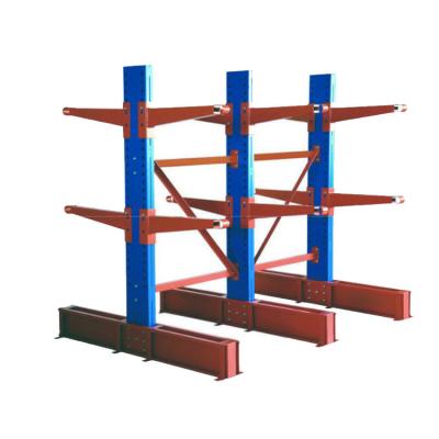 China Heavy Cantilever Rack Shelf Warehouse Workshop Wood Hardware Steel Pipe Shelf for sale
