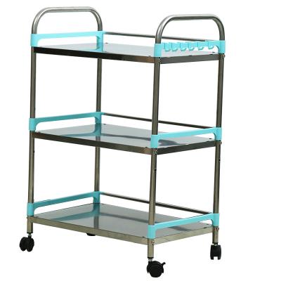 China Beauty and hairdressing tool cart special price medical stainless steel trolley manicure trolley two-layer shelf medical for sale