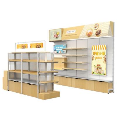 中国 中国での熱い販売は、小売店のパン棚用の鉄製フルーツ レジ デスク ショップ ラックを使用したスーパー スナック食品ディスプレイ 販売のため