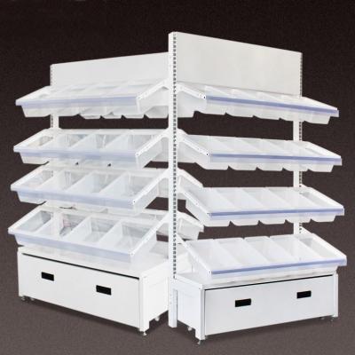 China Retail Grocery Laminate Storage Shelves Liquor Store Display Racks For Shop for sale