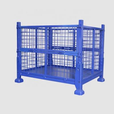 China Transport Metal Pallet Cages Foldable Stackable Fabric Pallet Storage Rack for sale