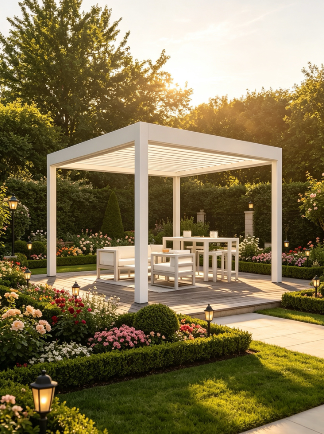 Modern Electric Adjustable-roof Pergola with Custom Size and 304 ...