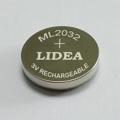 China ML2032 Lithium rechargeable button cell for sale