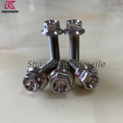 China Gr2 Gr5 Titanium Flanged Hex Head Bolt M8 25mm 30mm 40mm for motorcycle or industrial for sale
