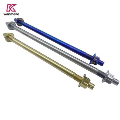 China customed Gr5 Ti6al4v Titanium motorcycle axle center shaft m12 m15 for motorcycle part for sale