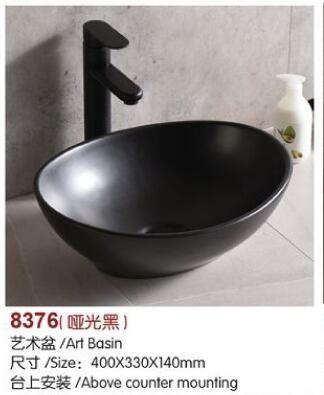 China ceramic matt black bathroom sink square shape porcelain coutertop art basin Chaozhou China factory for sale