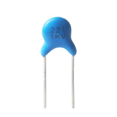 Китай Голубой высокочастотный керамический дисковый конденсатор 220pF 1000V Y5V P5mm для трансформатора продается