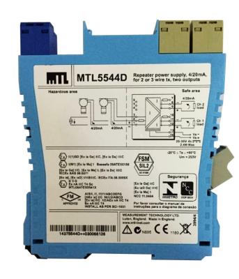 China MTL5544D Fuente de alimentación del repetidor MTL Instrumentos 4/20ma Para 2 o 3 transmisores de alambre Dos salidas en venta
