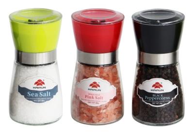 China Refillable Salt Pepper Grinders, Adjustable Salt Pepper Grinders, Grinder With Glass Bottles Jars for sale