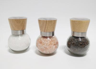 China Premium Customized Wooden lid Adjustable Salt& Pepper Grinder, Pepper Mill and Salt Mil, Glass Body en venta