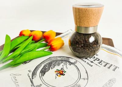 China Reusable Salt And Pepper Wood Lid Grinder Sleek And Modern Clear Pepper Grinder for sale