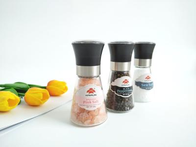 China Ceramic Core Pepper Mill Glass Bottle Manual Salt Spice Grinder / Manual Salt And Pepper Grinder for sale
