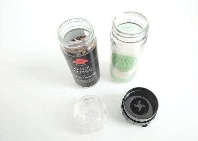 China Simple Salt and Pepper Acrylic Grinder Glass Bottle with Plastic Lid Spice Grinder for sale
