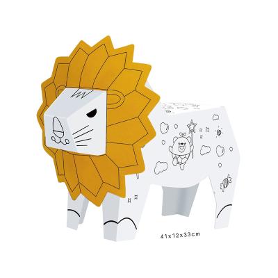 China Educational Musical Graffiti Jigsaw Puzzle Colored Lion DIY Corrugated Paper Painting Toys for sale