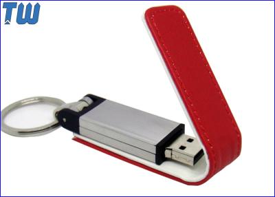 China Leather Cover 8GB USB Flash Drive Free Key Ring Debossed Logo for sale