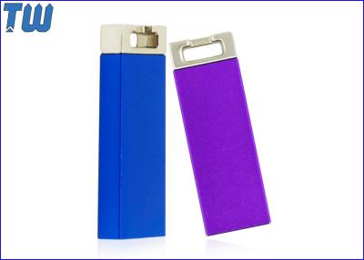 China Metal Slim Cuboid 16GB USB Flash Drive Electroplating Color Key Ring Attached for sale