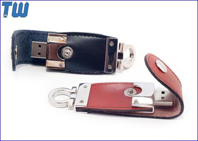 China Full Leather Cover USB Flash Memory Logo Printing with Buckle for sale