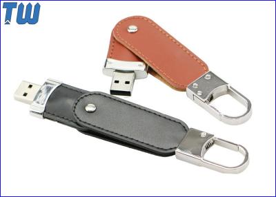 China 360 Degree Swivel Leather 4GB USB Flash Drive Metal Buckle Design for sale