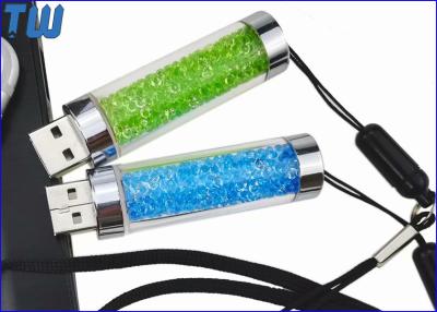 China Cylinder Crystal Filler Transparent Cool Drive 1GB Thumb Drive Free Lanyard for sale