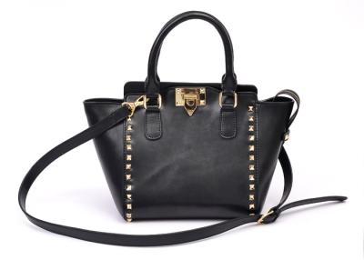 Chine Sacs d'emballage en cuir de Trapaze des femmes noires de sac avec le matériel de signature à vendre
