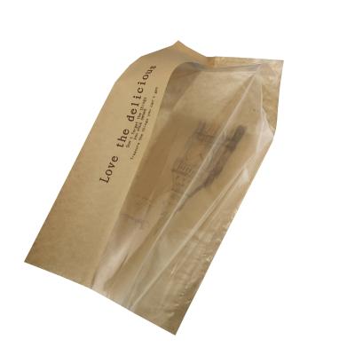 China Wholesale Custom Private Brand Bread Bag with Plastic Window Sandwishes Food Kraft Paper Bag  NO.HFB003 for sale