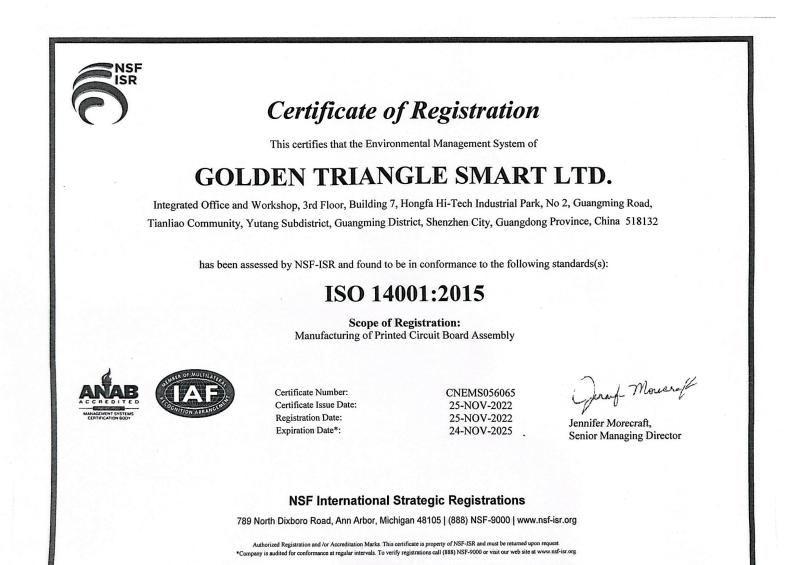 ISO 14001 - GT SMART (Changsha) Technology Co., Limited