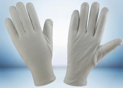 China Bleached White Cotton Inspection Gloves , Cotton Glove Liners Hemming Cuff for sale