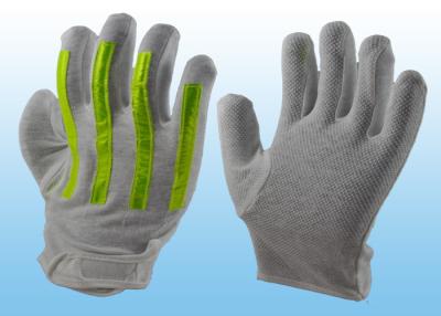 China Interlock Finger Reflective Gloves For Directing Traffic , Cotton Hand Gloves Velcro Type for sale