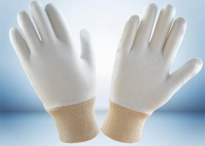 China mens white cotton industrial work gloves with knit wrist heavy duty designing service mass production free mould cost for sale