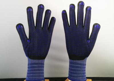 China Navy Blue Insulated Work Gloves , Nitrile Dipped Work Gloves Flexible Tactility for sale