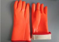 China Fluorescent Double Dipped PVC Gloves 35cm Length With Foam Insulated Liner for sale
