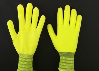 China 13G het gele Met een laag bedekte Latex Gloves Hoge Uitbreidings Elastische het breien Aangepaste Grootte Te koop
