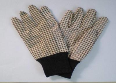 China Grey Knit Wrist Working Hands Gloves Pattern Printed Cotton Drill Material for sale