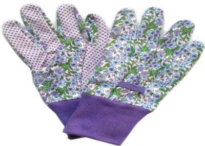 China Purple Printed Working Hands Gloves Polar PVC Dots For Women Gardening for sale