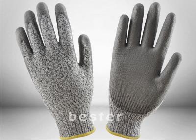 China La PU llana de los guantes del corte de la seguridad de la cocina del corte 5 antis de HPPE cubierta aumentó Tactility en venta