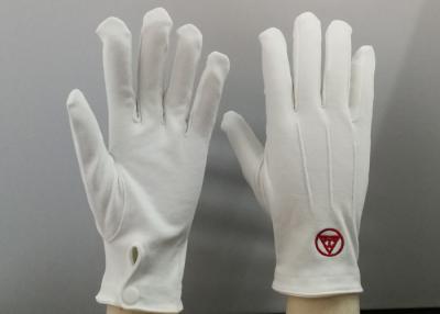 China Los guantes ligeros del desfile del algodón modificaron el material no tóxico del logotipo para requisitos particulares del bordado en venta
