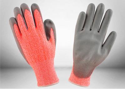 China Palma revestida hecha punto naranja resistente cortada protección del látex de la arruga de Shell de los guantes del trabajo en venta