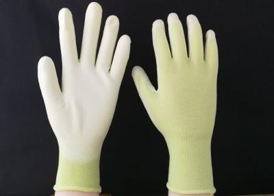 China 13 Gauge Polyurethane Coated Gloves Green Nylon Seamless Reusable Design for sale
