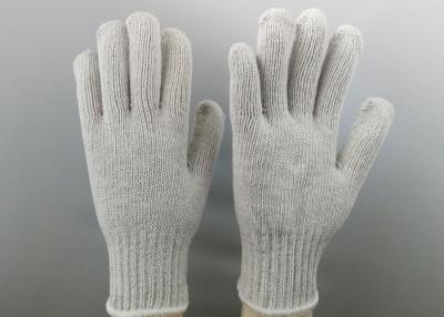 China Elastic Cuff Cotton String Knit Gloves , Cotton Work Gloves With Rubber Gripper Dots for sale